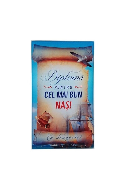 OEM Placă de diplomă din sticlă, Dedicație pentru Naș/Nașă, M1, 10x17cm