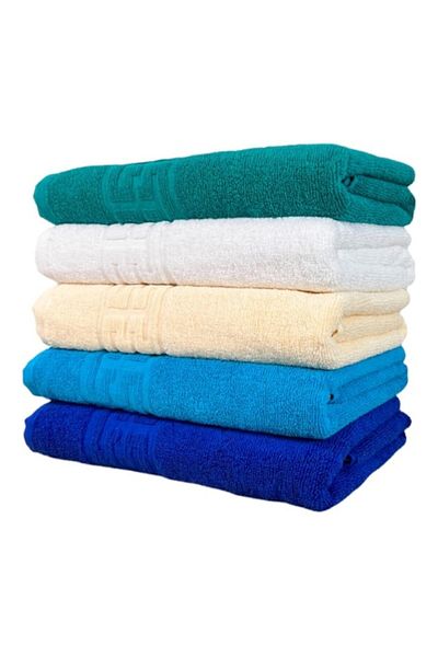 OEM Set 5 Face Towels, Cotton, Greek Border, 500g/m², 50x90cm, M4, Multicolor