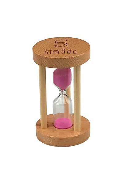 OEM Wooden Hourglass with Writing, 5 Minutes, 5x9 cm, Brown-Pink