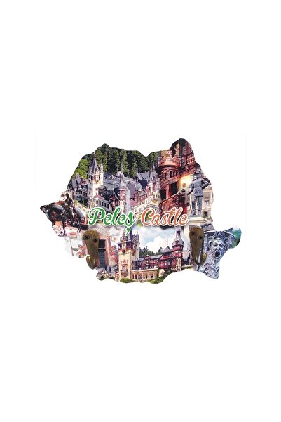 OEM Wooden hanger, map shape with Peles writing and 2 hooks, 18 x 13 cm