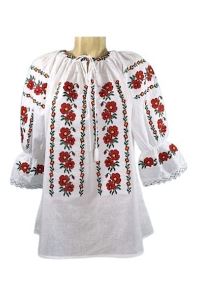 OEM Women's Blouse, Cotton, 3/4 Sleeve, Traditional Multicolor Floral Design, Size S