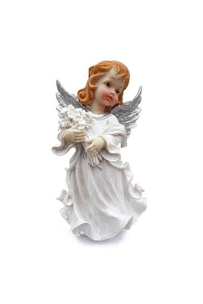 OEM Ornament din rășină reprezentând un înger cu aripi argintii și sclipici, 36 cm