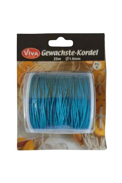 Viva Decor Waxed thread diameter 1 mm, cotton, VIVA DECOR, 25 meters Turquoise blue