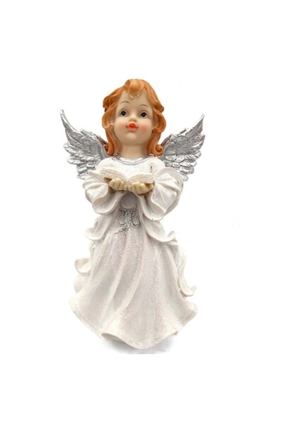 OEM Figurină de înger cu aripi argintii și sclipici M1, 18x34 cm