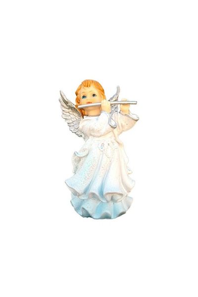 OEM Decoratiune inger rasina alb cu instrument muzical, 17 cm