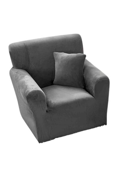 JOJO HOME Elastic Chair Cover, Velvet, Jojo Home, Dark Grey - S-90x130cm