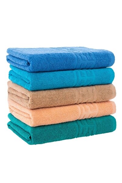 OEM Set 5 face towels, Cotton, Greek Border, 500g/m², 50x90cm, M10, Multicolor