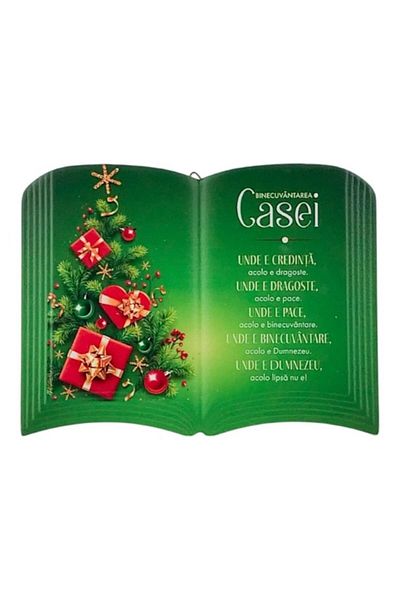 OEM Placă decorativă ceramică cu „Binecuvântarea Casei” și modele de Crăciun, 15x11 cm