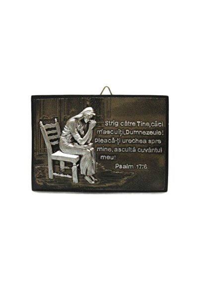 OEM Set of 2 pieces, resin applique woman in prayer - Psalm 17:6