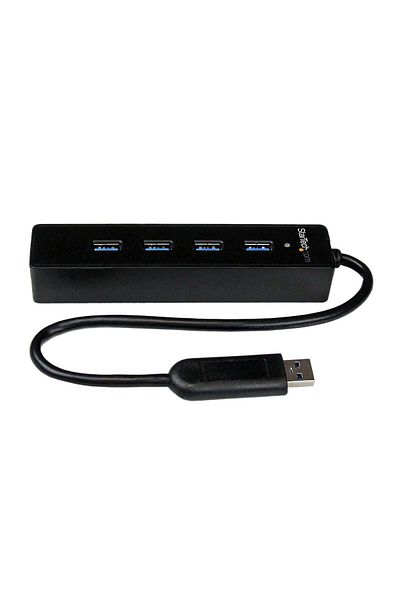 Electronica Hub USB 3.0 portabil StarTech.com, 4 porturi, SuperSpeed, cu cablu încorporat, ST4300PBU3