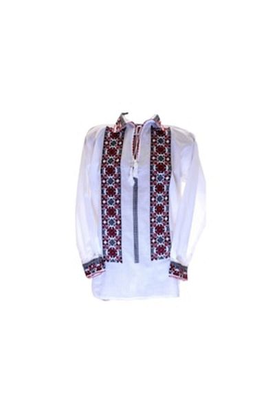 OEM Bluza tip ie Barbati, Model Traditional, Broderie Rosu-Negru, Maneca Lunga, Bumbac, Marime S