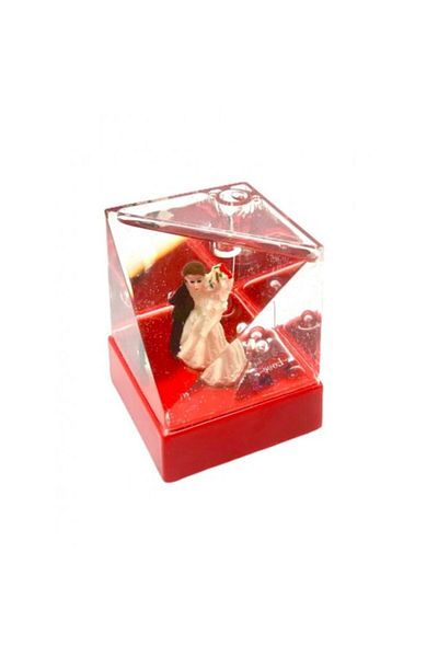 OEM Decorative Figurine Bride and Groom, PVC, 9.5x7.5x7.5 cm Red