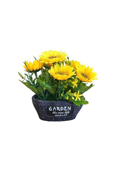 OEM Potted sunflower, 19x15x8 cm, yellow