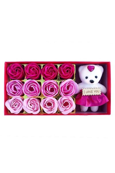 OEM Cutie cu trandafiri din sapun si ursulet, cutie 24x12cm