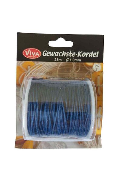 Viva Decor Waxed thread diameter 1 mm, cotton, VIVA DECOR, 25 meters Dark blue