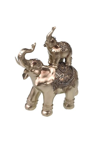 OEM Decoratiune din rasina, Familie Elefanti, 20x24cm, Rose
