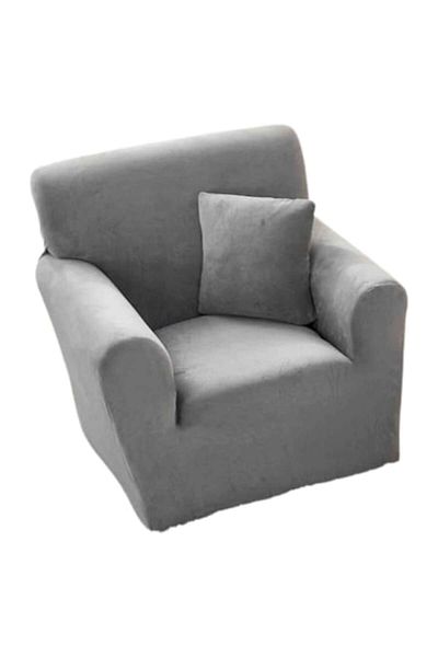 JOJO HOME Elastic Armchair Cover, Velvet, Jojo Home, Solid, S-90x130cm, Light Grey