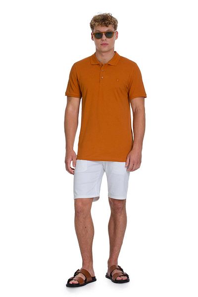 Hatemoğlu Brown Regular Fit 100% Cotton Polo Neck T-Shirt