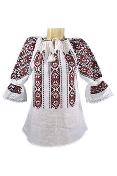 OEM Ie Dama, Bumbac, Maneca 3/4, Model Traditional Rosu-Negru, Marime 3XL