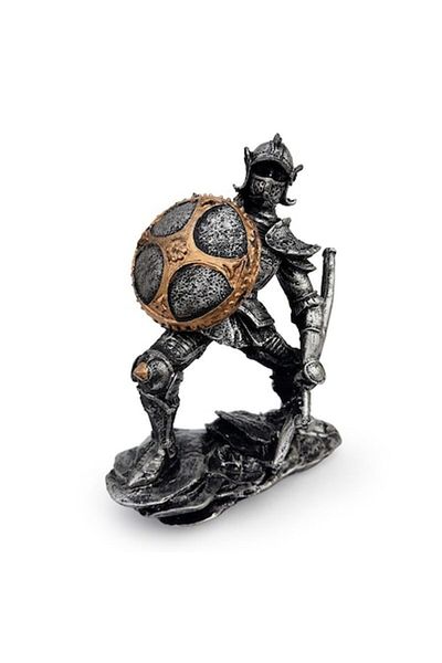 OEM Statueta din rasina reprezentand un samurai cu scut, 13x17 cm