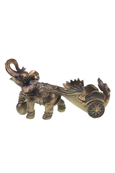 OEM Elephant figurine with carriage, 38x23 cm, gold, resin