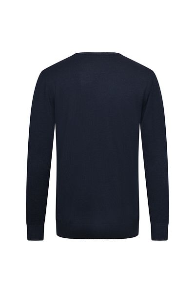 Hatemoğlu Πλεκτό πουλόβερ με μάλλινη λαιμόκοψη Navy Blue Regular Fit Jacquard
