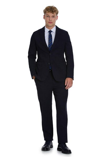 Hatemoğlu Navy Blue Regular Fit Mono Collar Cotton Suit
