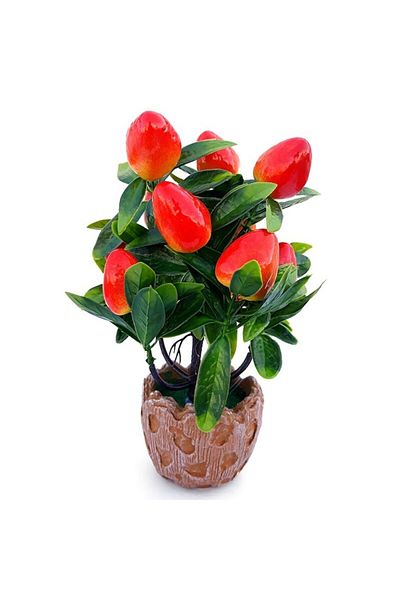 OEM Plastic Decorative Tree with Fruits in Pot, 15x20cm, Nectarines