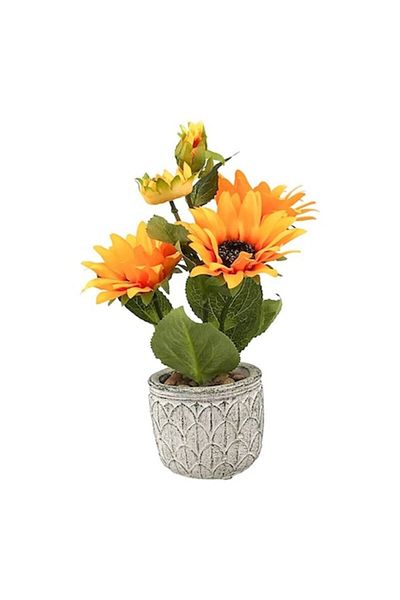 OEM Ghiveci cu floarea soarelui, 12x25 cm, galben-multicolor, ceramica si plastic, M1