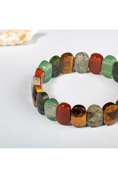 Safnaturel سوار عريض من الحجر الطبيعي معتمد من برج السرطان