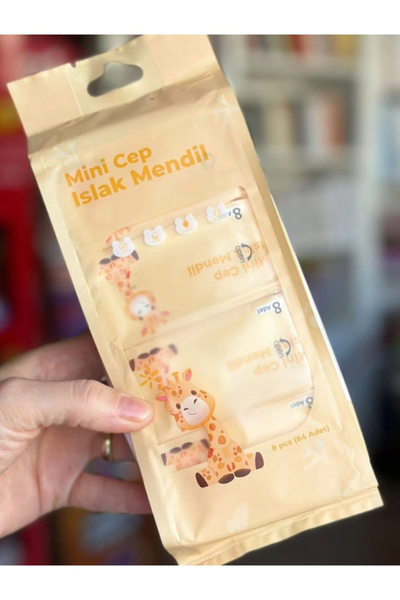 İnfeta Sevimli Mini Cep Islak Mendil 1 Adet 8 Mini Paketli 64 Adet Mendil