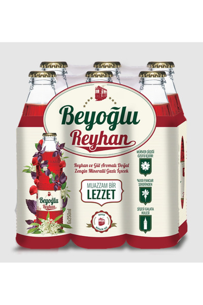 Beyoğlu Gazozu Beyoğlu Reyhan ve Gül Aromalı Gazlı İçecek 250ml 24'lü