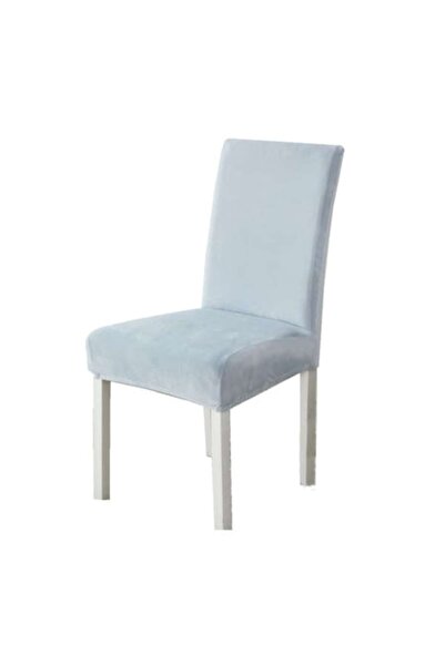 JOJO HOME Set 6 huse pentru scaune, Jojo Home, Uni, Catifea Elastica, Blue Ice