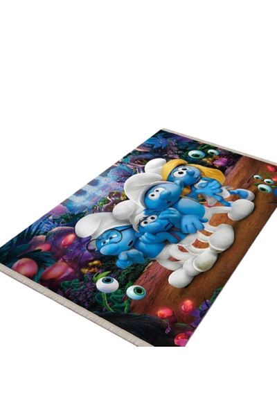 OEM Children’s Room Rug, Non-Slip, Smurfs, Multicolor, 80x150cm