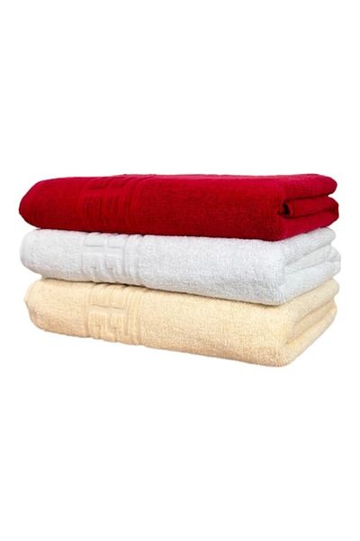 OEM Set 3 hand towels, Cotton, Greek Border, 500g/m², 30x50cm, Multicolor