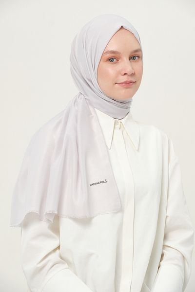 Madame Polo Plain Cheesecloth Shawl Thin Lightweight Summer Shawl Silver