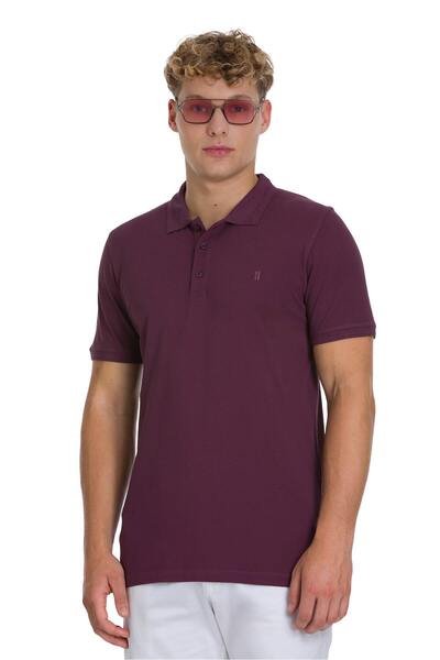 Hatemoğlu Purple Regular Fit 100% Cotton Polo Neck T-Shirt
