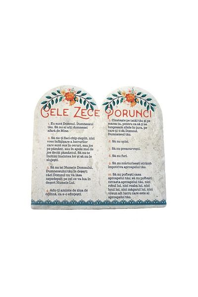 OEM Decorațiune ceramică în formă de piatră cu „Cele 10 porunci”, 20x20 cm