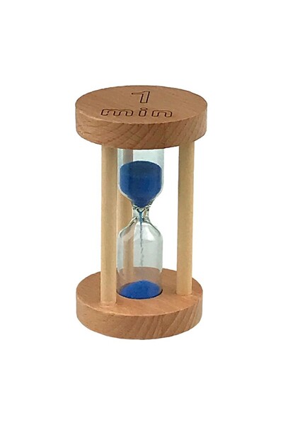 OEM Wooden Hourglass 1 Minute, 5x9 cm, Brown-Blue