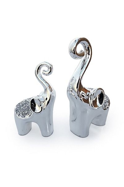 OEM Set din ceramica format din doi elefanti cu cristale, 22x22 cm