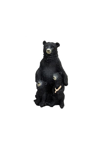 OEM Decoratiune urs rasina cu doi pui, 14 cm