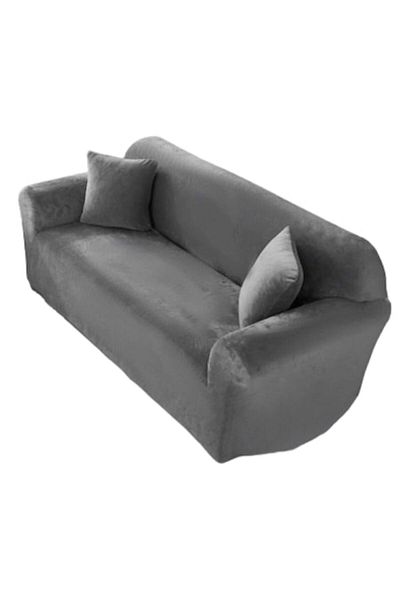 JOJO HOME Elastic Sofa Cover Jojo Home Velvet Gray for 2-Seater
