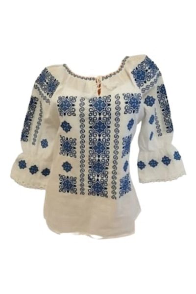 OEM Ie pentru dama traditionala, bumbac, Albastru, marime XL