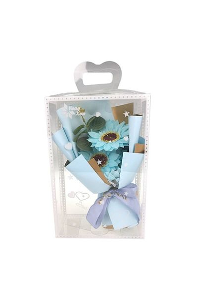 OEM Bouquet of three chrysanthemums in soap/foam, packed in a plastic box