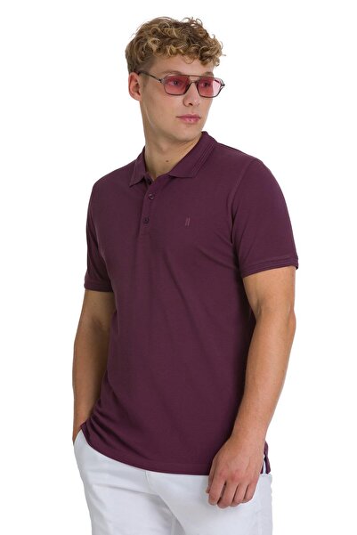 Hatemoğlu Purple Regular Fit 100% Cotton Polo Neck T-Shirt