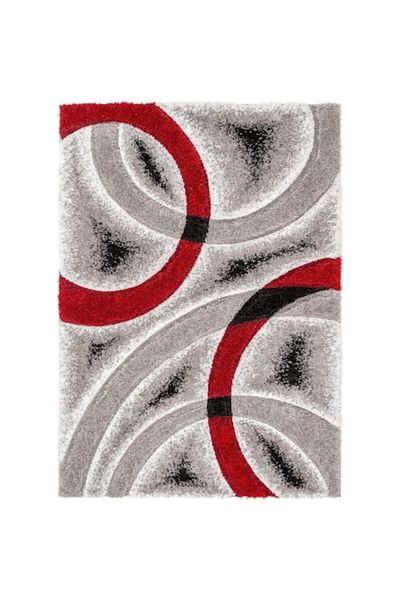 OEM Covor Antiaderent, Polipropilena /Imitatie Casmir, Gri-Rosu, 80x300cm