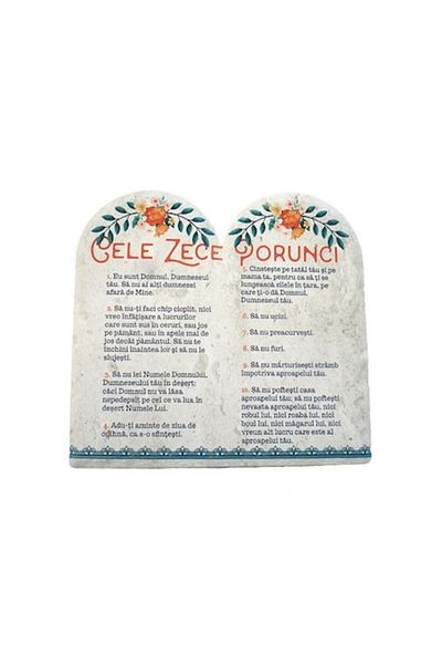 OEM Decorațiune ceramică în formă de piatră cu „Cele 10 porunci”, 20x20 cm