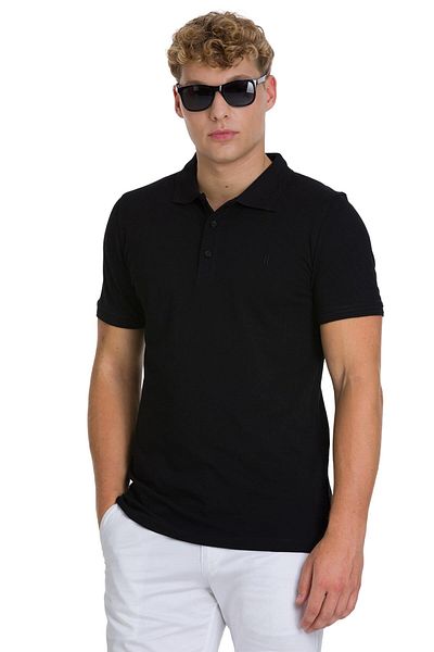 Hatemoğlu Black Regular Fit 100% Cotton Polo Neck T-Shirt