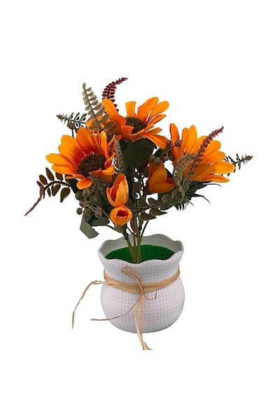 OEM Plastic Pot with Chrysanthemum, 17x25 cm, Orange-Multicolor