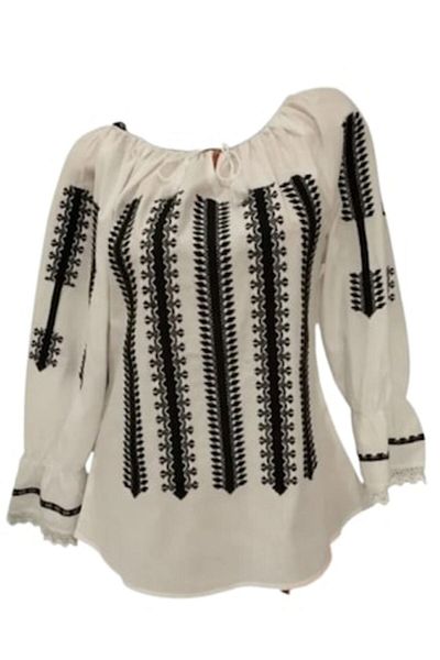 OEM Ie tradițională românească, alb-negru, mărimea 3XL